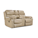  Homestretch Furniture Reclining Leather Loveseat with Console 135-22-10 IMAGE 1