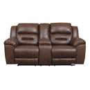  Manufacturer Color_Chocolate  Motion Type_Power Recline  -- Stoneland Reclining Leather Look Loveseat with Console IMAGE 1