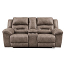  Stoneland 3990596 Double Reclining Power Loveseat with Console IMAGE 1