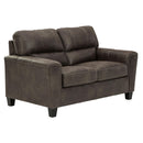  Manufacturer Color_Smoke  -- Navi Stationary Leather Look Loveseat IMAGE 2