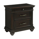  Elements International Slater SR800NS 3-Drawer Nightstand with USB Ports - Black IMAGE 1