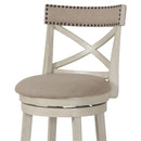  New Classic Furniture York S1219-CS-FW 24" Counter Stool - Antique White W/ Fabric Seat IMAGE 4