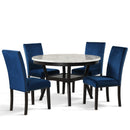  New Classic Furniture Celeste D400-11 47" Round Dining Table - Espresso/Faux Marble IMAGE 5