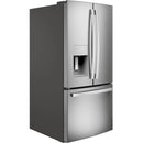  GE 33-inch, 23.6 cu.ft. Freestanding French 3-Door Refrigerator with External Water and Ice Dispensing System GFE24JYKFS IMAGE 2