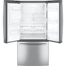  GE 33-inch, 23.6 cu.ft. Freestanding French 3-Door Refrigerator with External Water and Ice Dispensing System GFE24JYKFS IMAGE 3