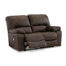  Manufacturer Color_Dark Brown  -- Leesworth Reclining Leather Match Loveseat IMAGE 2