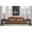  Manufacturer Color_Caramel  -- Emilia Stationary Leather Match Loveseat IMAGE 2