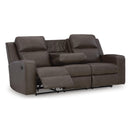  Manufacturer Color_Umber  -- Lavenhorne Reclining Leather Look Sofa IMAGE 2