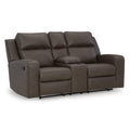  Manufacturer Color_Umber  -- Lavenhorne Reclining Leather Look Loveseat with Console IMAGE 1