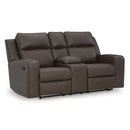  Manufacturer Color_Umber  -- Lavenhorne Reclining Leather Look Loveseat with Console IMAGE 1