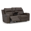  Manufacturer Color_Umber  -- Lavenhorne Reclining Leather Look Loveseat with Console IMAGE 2