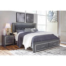  Lodanna B214B13 King Panel Bed with 2 Storage Drawers IMAGE 1