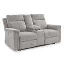  Manufacturer Color_Ash  -- Barnsana Power Reclining Fabric Loveseat with Console IMAGE 1