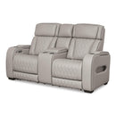  Manufacturer Color_Grey  -- Boyington Power Reclining Leather Match Loveseat with Console IMAGE 1