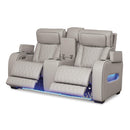  Manufacturer Color_Grey  -- Boyington Power Reclining Leather Match Loveseat with Console IMAGE 2