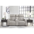  Manufacturer Color_Grey  -- Boyington Power Reclining Leather Match Loveseat with Console IMAGE 6
