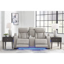  Manufacturer Color_Grey  -- Boyington Power Reclining Leather Match Loveseat with Console IMAGE 7