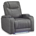  Manufacturer Color_Slate  -- Schooner Rocks Power Leather Look Recliner IMAGE 1