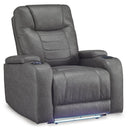  Manufacturer Color_Slate  -- Schooner Rocks Power Leather Look Recliner IMAGE 1