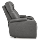  Manufacturer Color_Slate  -- Schooner Rocks Power Leather Look Recliner IMAGE 4