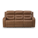  Manufacturer Color_Caramel  -- Knightington Power Reclining Leather Match Sofa IMAGE 2