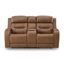  Manufacturer Color_Caramel  -- Knightington Power Reclining Leather Match Loveseat with Console IMAGE 3