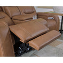  Manufacturer Color_Caramel  -- Knightington Power Reclining Leather Match Loveseat with Console IMAGE 9